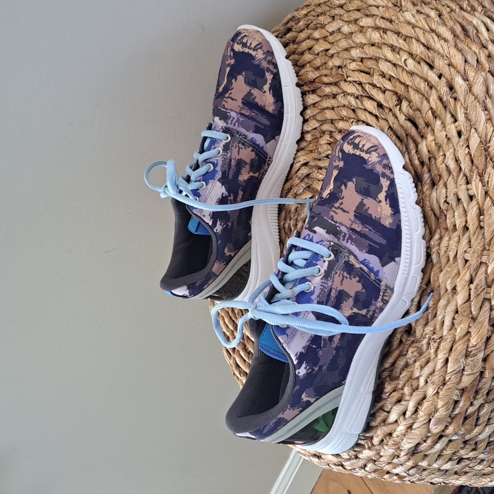 Inkkas Womens Lightweight Comfort/Casual‎ Sneakers Purple/Blue/Grey Print S-7